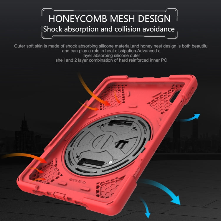 For Huawei MatePad 10.4 Shockproof Colorful Silicone + PC Protective Case with Holder & Hand Grip Strap(Red) - Huawei by buy2fix | Online Shopping UK | buy2fix