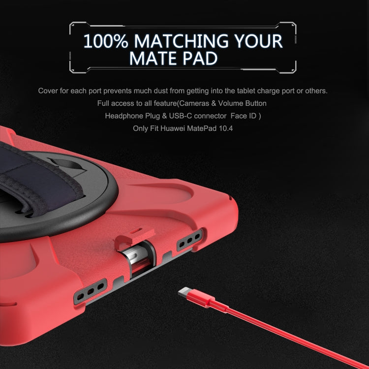 For Huawei MatePad 10.4 Shockproof Colorful Silicone + PC Protective Case with Holder & Hand Grip Strap(Red) - Huawei by buy2fix | Online Shopping UK | buy2fix