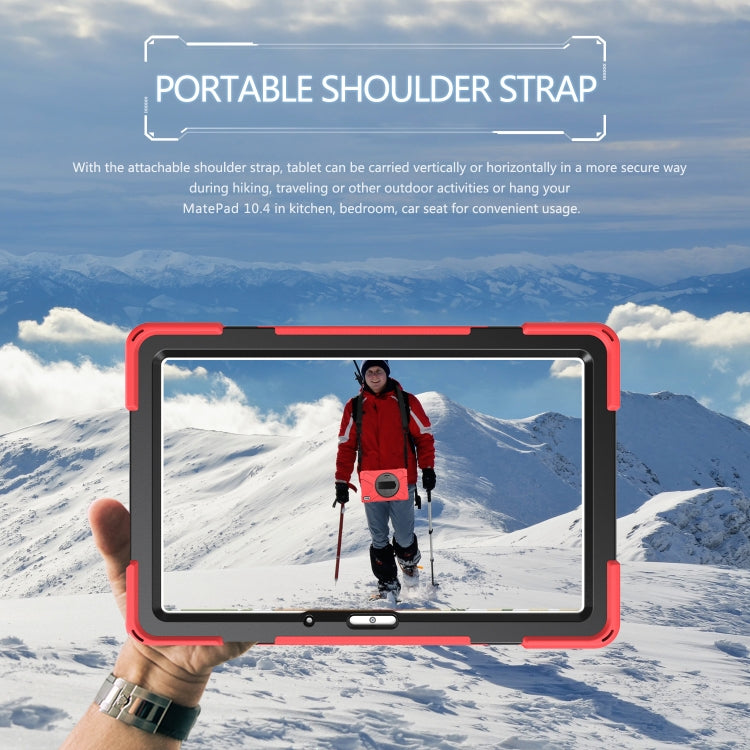 For Huawei MatePad 10.4 Shockproof Colorful Silicone + PC Protective Case with Holder & Hand Grip Strap(Red) - Huawei by buy2fix | Online Shopping UK | buy2fix