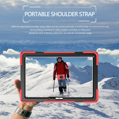 For Huawei MatePad 10.4 Shockproof Colorful Silicone + PC Protective Case with Holder & Hand Grip Strap(Red) - Huawei by buy2fix | Online Shopping UK | buy2fix