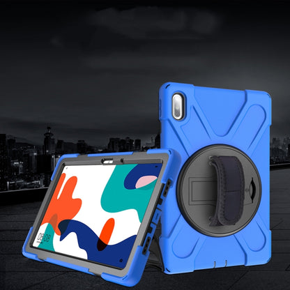 For Huawei MatePad 10.4 Shockproof Colorful Silicone + PC Protective Case with Holder & Hand Grip Strap(Blue) - Huawei by buy2fix | Online Shopping UK | buy2fix