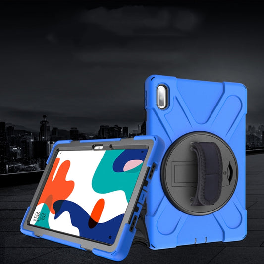 For Huawei MatePad 10.4 Shockproof Colorful Silicone + PC Protective Case with Holder & Hand Grip Strap(Blue) - Huawei by buy2fix | Online Shopping UK | buy2fix