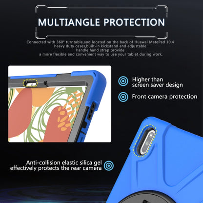 For Huawei MatePad 10.4 Shockproof Colorful Silicone + PC Protective Case with Holder & Hand Grip Strap(Blue) - Huawei by buy2fix | Online Shopping UK | buy2fix