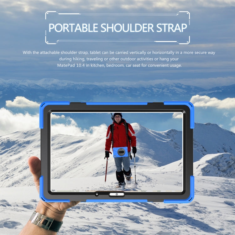 For Huawei MatePad 10.4 Shockproof Colorful Silicone + PC Protective Case with Holder & Hand Grip Strap(Blue) - Huawei by buy2fix | Online Shopping UK | buy2fix