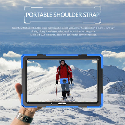 For Huawei MatePad 10.4 Shockproof Colorful Silicone + PC Protective Case with Holder & Hand Grip Strap(Blue) - Huawei by buy2fix | Online Shopping UK | buy2fix