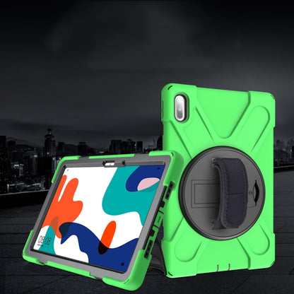 For Huawei MatePad 10.4 Shockproof Colorful Silicone + PC Protective Case with Holder & Hand Grip Strap(Green) - Huawei by buy2fix | Online Shopping UK | buy2fix