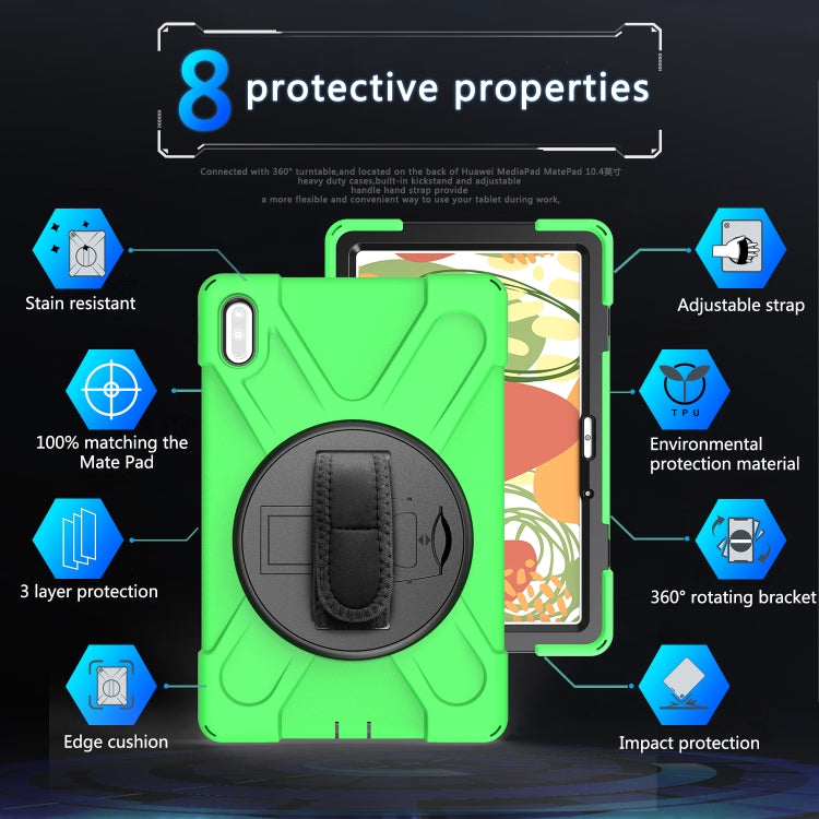 For Huawei MatePad 10.4 Shockproof Colorful Silicone + PC Protective Case with Holder & Hand Grip Strap(Green) - Huawei by buy2fix | Online Shopping UK | buy2fix