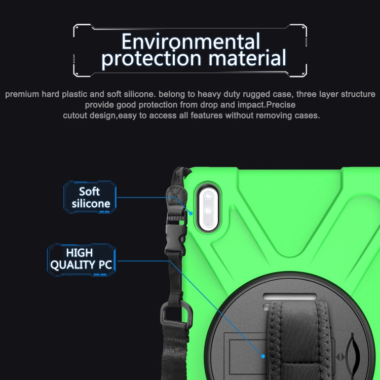 For Huawei MatePad 10.4 Shockproof Colorful Silicone + PC Protective Case with Holder & Hand Grip Strap(Green) - Huawei by buy2fix | Online Shopping UK | buy2fix