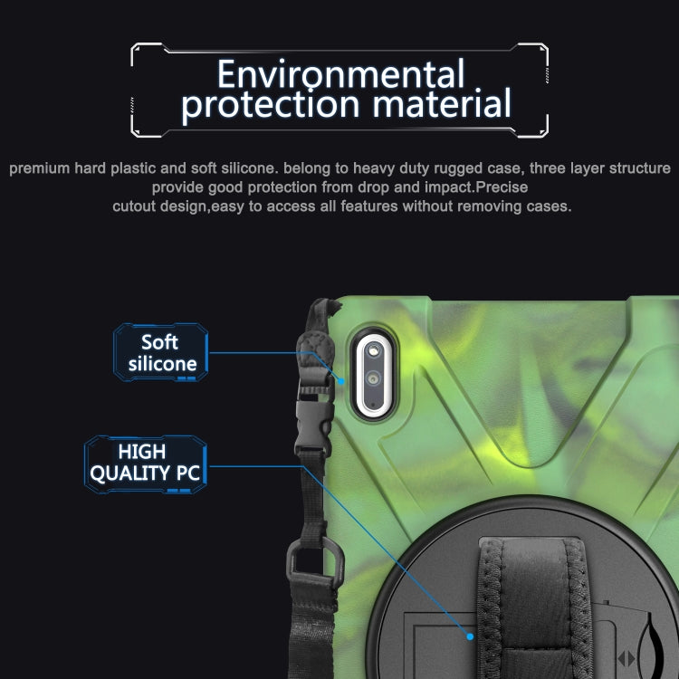 For Huawei MatePad 10.4 Shockproof Colorful Silicone + PC Protective Case with Holder & Hand Grip Strap(Green) - Huawei by buy2fix | Online Shopping UK | buy2fix