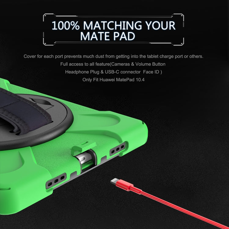 For Huawei MatePad 10.4 Shockproof Colorful Silicone + PC Protective Case with Holder & Hand Grip Strap(Green) - Huawei by buy2fix | Online Shopping UK | buy2fix