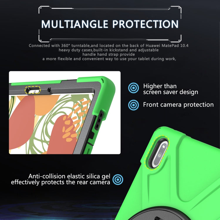 For Huawei MatePad 10.4 Shockproof Colorful Silicone + PC Protective Case with Holder & Hand Grip Strap(Green) - Huawei by buy2fix | Online Shopping UK | buy2fix