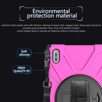 For Huawei MatePad 10.4 Shockproof Colorful Silicone + PC Protective Case with Holder & Hand Grip Strap(Rose Red) - Huawei by buy2fix | Online Shopping UK | buy2fix