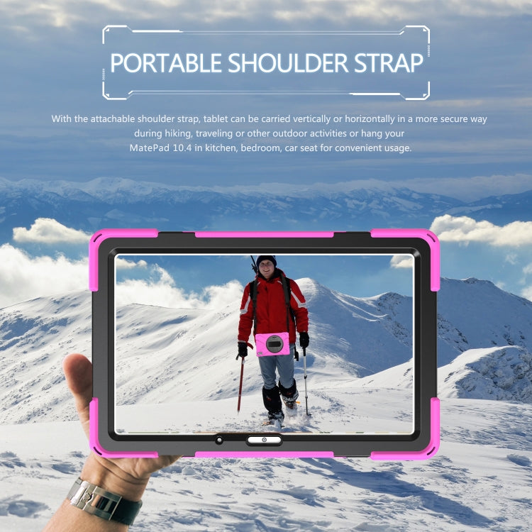 For Huawei MatePad 10.4 Shockproof Colorful Silicone + PC Protective Case with Holder & Hand Grip Strap(Rose Red) - Huawei by buy2fix | Online Shopping UK | buy2fix