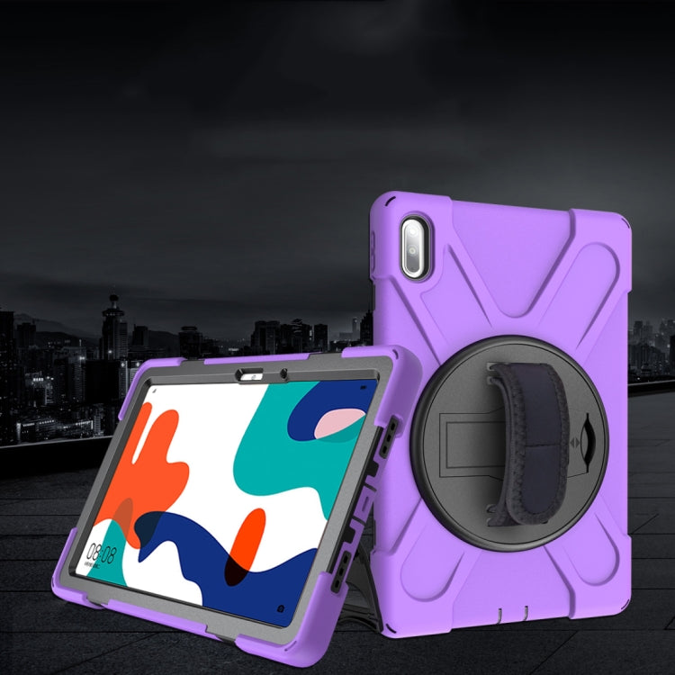 For Huawei MatePad 10.4 Shockproof Colorful Silicone + PC Protective Case with Holder & Hand Grip Strap(Purple) - Huawei by buy2fix | Online Shopping UK | buy2fix