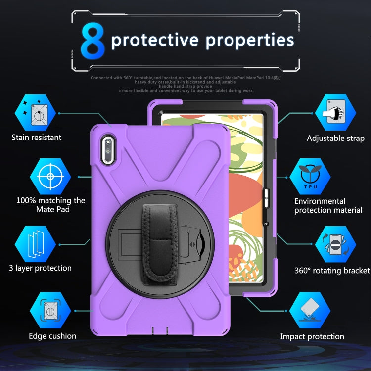 For Huawei MatePad 10.4 Shockproof Colorful Silicone + PC Protective Case with Holder & Hand Grip Strap(Purple) - Huawei by buy2fix | Online Shopping UK | buy2fix