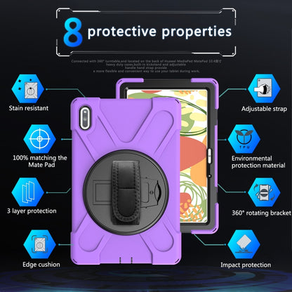 For Huawei MatePad 10.4 Shockproof Colorful Silicone + PC Protective Case with Holder & Hand Grip Strap(Purple) - Huawei by buy2fix | Online Shopping UK | buy2fix