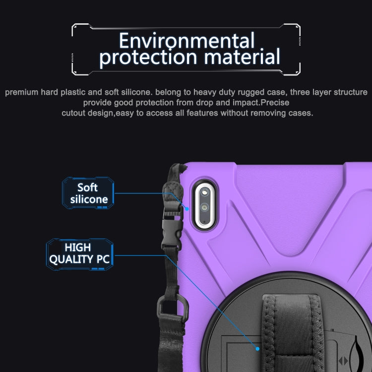 For Huawei MatePad 10.4 Shockproof Colorful Silicone + PC Protective Case with Holder & Hand Grip Strap(Purple) - Huawei by buy2fix | Online Shopping UK | buy2fix