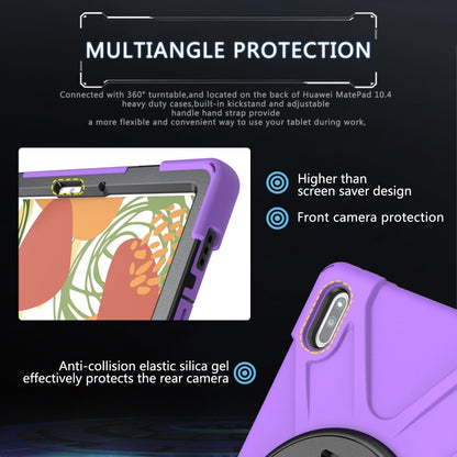 For Huawei MatePad 10.4 Shockproof Colorful Silicone + PC Protective Case with Holder & Hand Grip Strap(Purple) - Huawei by buy2fix | Online Shopping UK | buy2fix