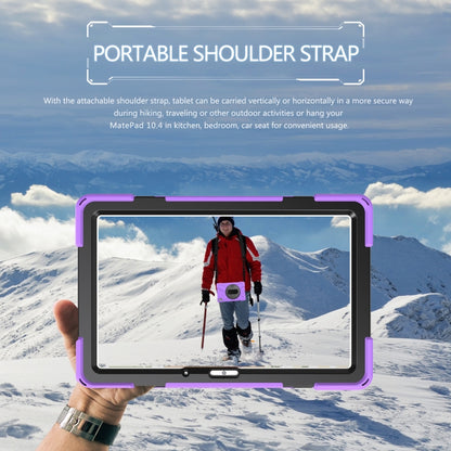 For Huawei MatePad 10.4 Shockproof Colorful Silicone + PC Protective Case with Holder & Hand Grip Strap(Purple) - Huawei by buy2fix | Online Shopping UK | buy2fix