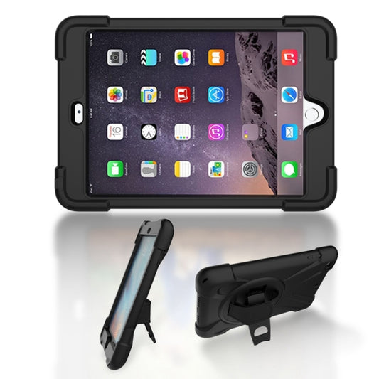 For iPad Mini 3 & 2 & 1 Shockproof Colorful Silicone + PC Protective Case with Holder & Hand Grip Strap(Black) - iPad Mini 4 & 3 & 2 & 1 Cases by buy2fix | Online Shopping UK | buy2fix