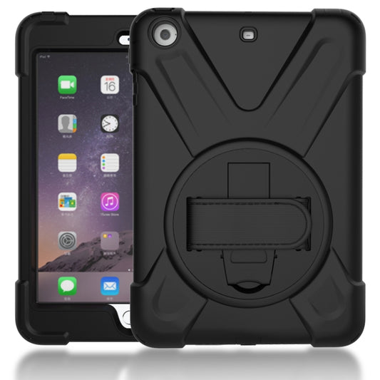 For iPad Mini 3 & 2 & 1 Shockproof Colorful Silicone + PC Protective Case with Holder & Hand Grip Strap(Black) - iPad Mini 4 & 3 & 2 & 1 Cases by buy2fix | Online Shopping UK | buy2fix