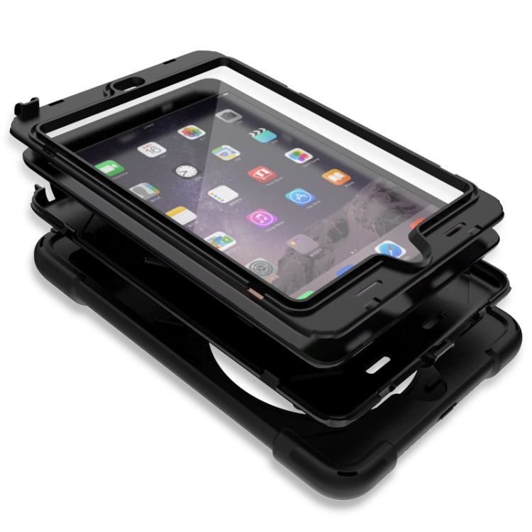 For iPad Mini 3 & 2 & 1 Shockproof Colorful Silicone + PC Protective Case with Holder & Hand Grip Strap(Black) - iPad Mini 4 & 3 & 2 & 1 Cases by buy2fix | Online Shopping UK | buy2fix
