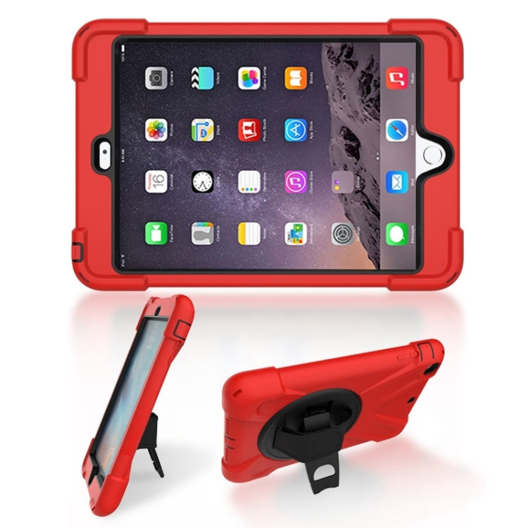 For iPad Mini 3 & 2 & 1 Shockproof Colorful Silicone + PC Protective Case with Holder & Hand Grip Strap(Red) - iPad Mini 4 & 3 & 2 & 1 Cases by buy2fix | Online Shopping UK | buy2fix