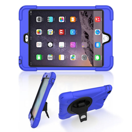 For iPad Mini 3 & 2 & 1 Shockproof Colorful Silicone + PC Protective Case with Holder & Hand Grip Strap(Blue) - iPad Mini 4 & 3 & 2 & 1 Cases by buy2fix | Online Shopping UK | buy2fix