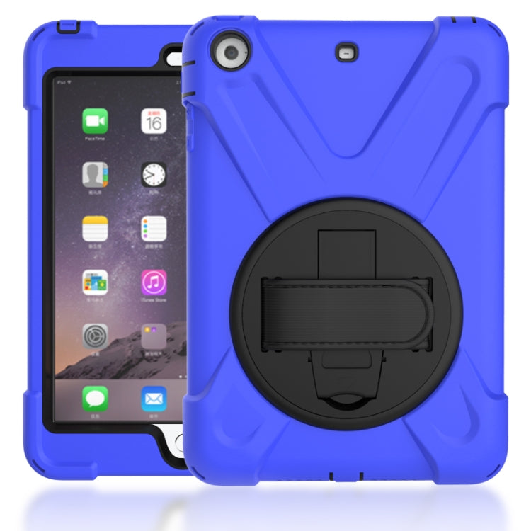 For iPad Mini 3 & 2 & 1 Shockproof Colorful Silicone + PC Protective Case with Holder & Hand Grip Strap(Blue) - iPad Mini 4 & 3 & 2 & 1 Cases by buy2fix | Online Shopping UK | buy2fix