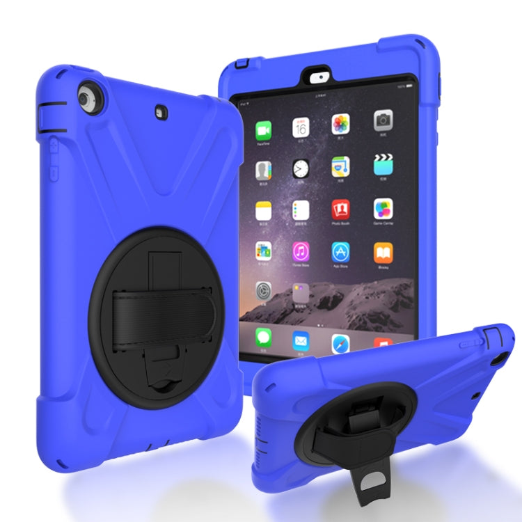 For iPad Mini 3 & 2 & 1 Shockproof Colorful Silicone + PC Protective Case with Holder & Hand Grip Strap(Blue) - iPad Mini 4 & 3 & 2 & 1 Cases by buy2fix | Online Shopping UK | buy2fix