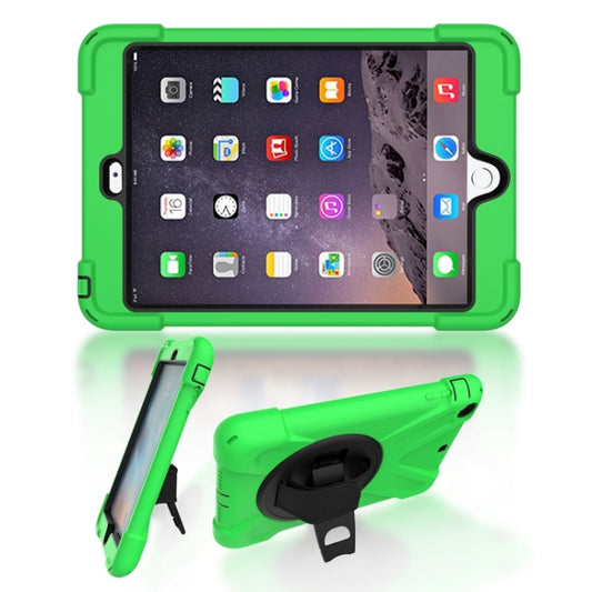 For iPad Mini 3 & 2 & 1 Shockproof Colorful Silicone + PC Protective Case with Holder & Hand Grip Strap(Green) - iPad Mini 4 & 3 & 2 & 1 Cases by buy2fix | Online Shopping UK | buy2fix