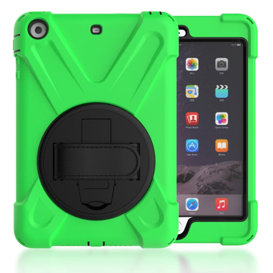 For iPad Mini 3 & 2 & 1 Shockproof Colorful Silicone + PC Protective Case with Holder & Hand Grip Strap(Green) - iPad Mini 4 & 3 & 2 & 1 Cases by buy2fix | Online Shopping UK | buy2fix