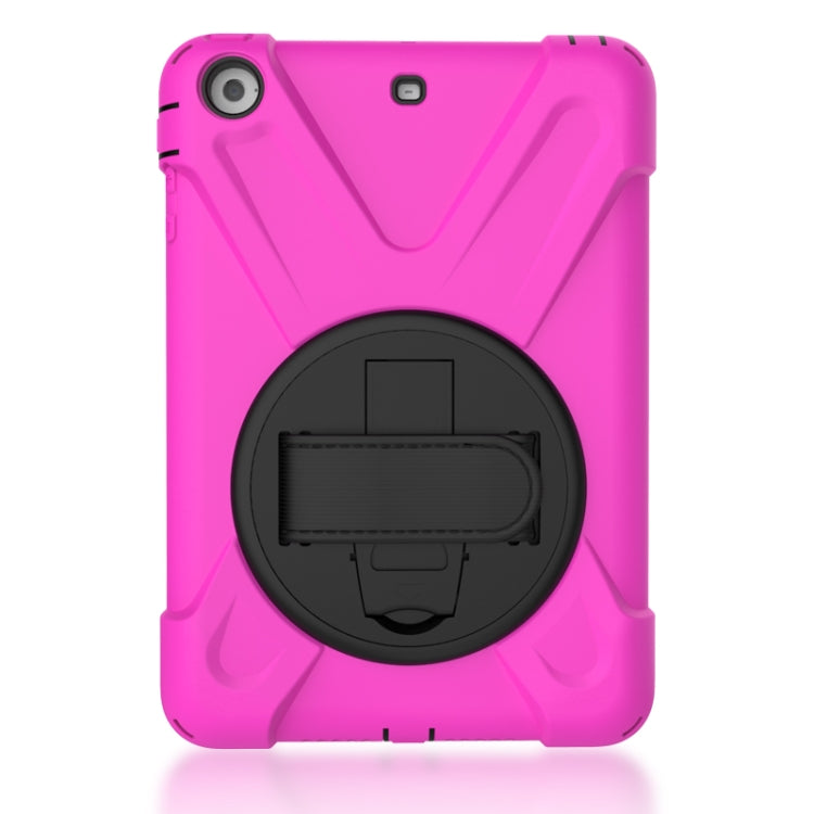 For iPad Mini 3 & 2 & 1 Shockproof Colorful Silicone + PC Protective Case with Holder & Hand Grip Strap(Rose Red) - iPad Mini 4 & 3 & 2 & 1 Cases by buy2fix | Online Shopping UK | buy2fix