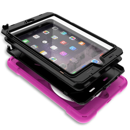 For iPad Mini 3 & 2 & 1 Shockproof Colorful Silicone + PC Protective Case with Holder & Hand Grip Strap(Rose Red) - iPad Mini 4 & 3 & 2 & 1 Cases by buy2fix | Online Shopping UK | buy2fix