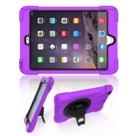 For iPad Mini 3 & 2 & 1 Shockproof Colorful Silicone + PC Protective Case with Holder & Hand Grip Strap(Purple) - iPad Mini 4 & 3 & 2 & 1 Cases by buy2fix | Online Shopping UK | buy2fix