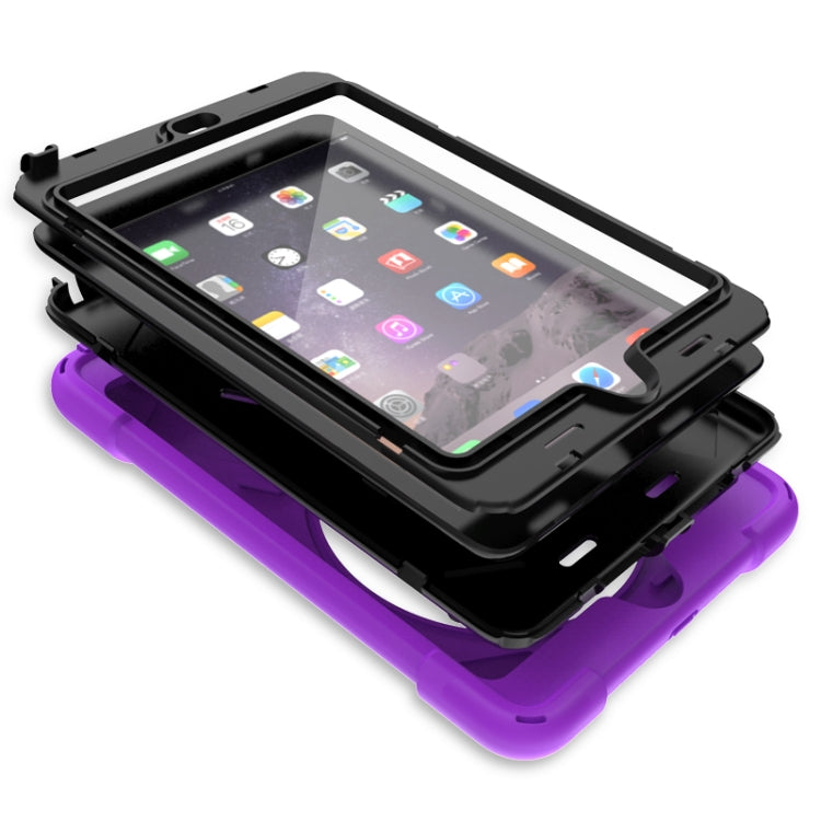 For iPad Mini 3 & 2 & 1 Shockproof Colorful Silicone + PC Protective Case with Holder & Hand Grip Strap(Purple) - iPad Mini 4 & 3 & 2 & 1 Cases by buy2fix | Online Shopping UK | buy2fix
