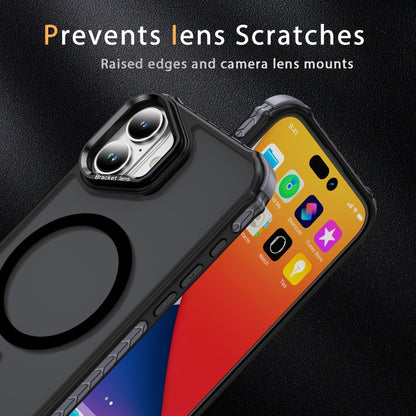 For iPhone 16 Plus Rainbow Series Skin Feel MagSafe Lens Holder Phone Case(Black) - iPhone 16 Plus Cases by buy2fix | Online Shopping UK | buy2fix