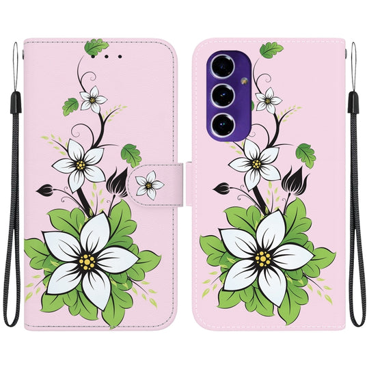For Galaxy A16 5G Crystal Texture Colored Drawing Leather Phone Case(Lily)