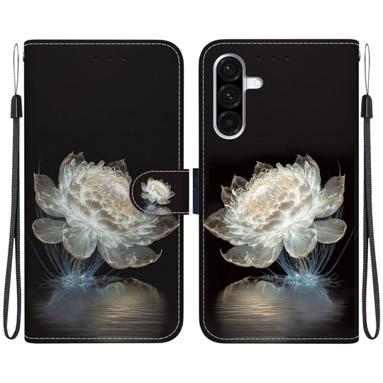 For Galaxy A56 5G Crystal Texture Colored Drawing Leather Phone Case(Crystal Peony)