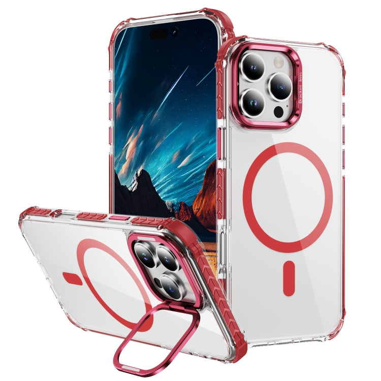 For iPhone 16 Pro Max Rainbow Series Transparent MagSafe Lens Holder Phone Case(Red) - iPhone 16 Pro Max Cases by buy2fix | Online Shopping UK | buy2fix