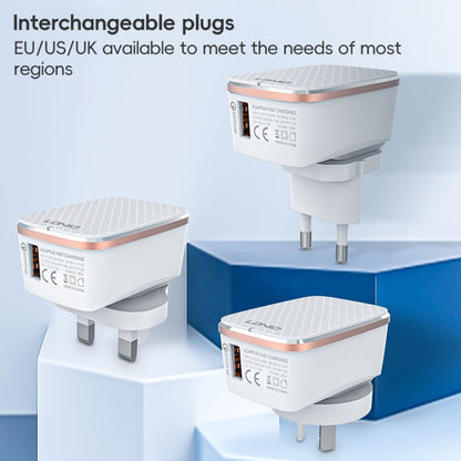 LDNIO A1204Q QC3.0 18W USB Fast Charger with 1m USB to Micro USB Cable, Plug Type:AU Plug(White Gold) - USB Charger by LDNIO | Online Shopping UK | buy2fix