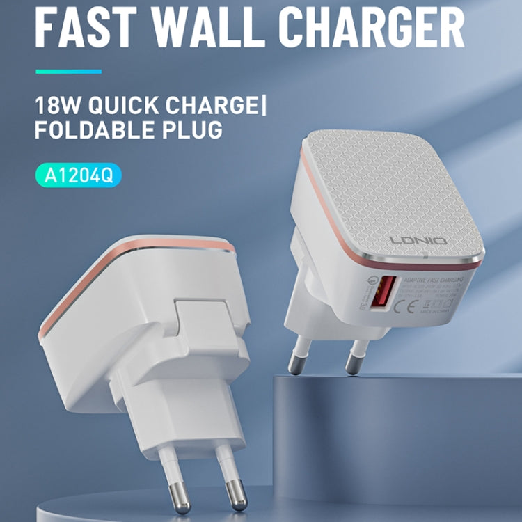 LDNIO A1204Q QC3.0 18W USB Fast Charger with 1m USB to Micro USB Cable, Plug Type:UK Plug(White Gold) - USB Charger by LDNIO | Online Shopping UK | buy2fix