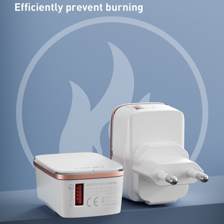 LDNIO A1204Q QC3.0 18W USB Fast Charger with 1m USB to USB-C / Type-C Cable, Plug Type:EU Plug(White Gold) - USB Charger by LDNIO | Online Shopping UK | buy2fix