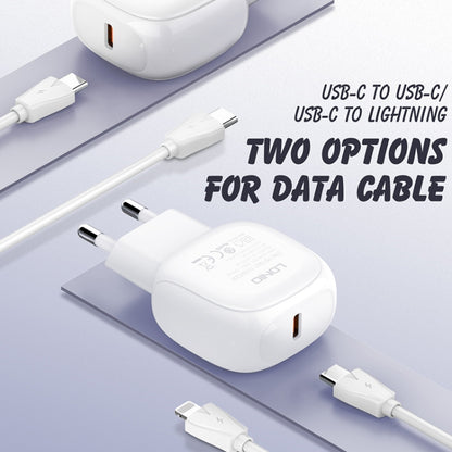 LDNIO A1206C PD27W USB-C / Type-C Fast Charger with 1m Type-C Cable, Plug Type:EU Plug(White) - USB Charger by LDNIO | Online Shopping UK | buy2fix