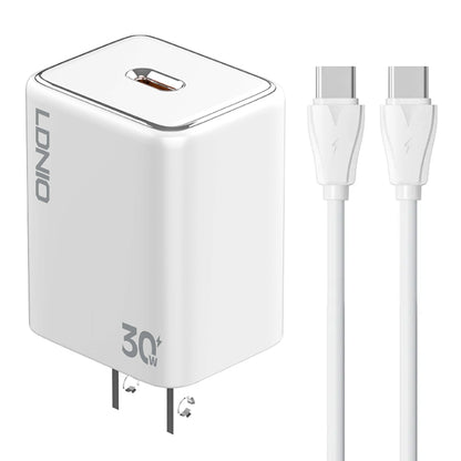 LDNIO A1508C PD30W USB-C / Type-C Fast Charger with 1m Type-C Cable(White) - USB Charger by LDNIO | Online Shopping UK | buy2fix