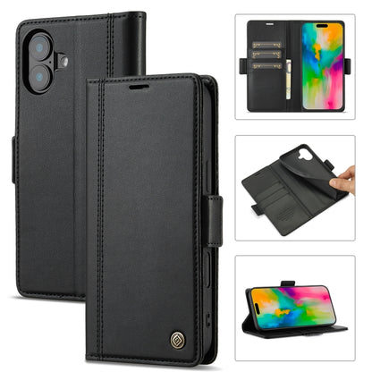 For iPhone 16 LC.IMEEKE Skin-friendly Card Slots Leather Phone Case(Black) - iPhone 16 Cases by LC.IMEEKE | Online Shopping UK | buy2fix