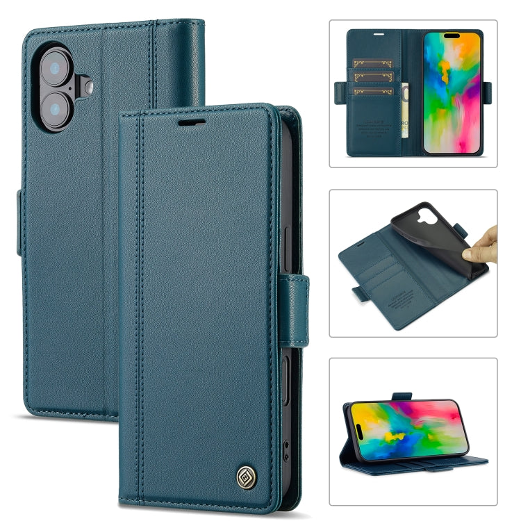 For iPhone 16 LC.IMEEKE Skin-friendly Card Slots Leather Phone Case(Blue) - iPhone 16 Cases by LC.IMEEKE | Online Shopping UK | buy2fix