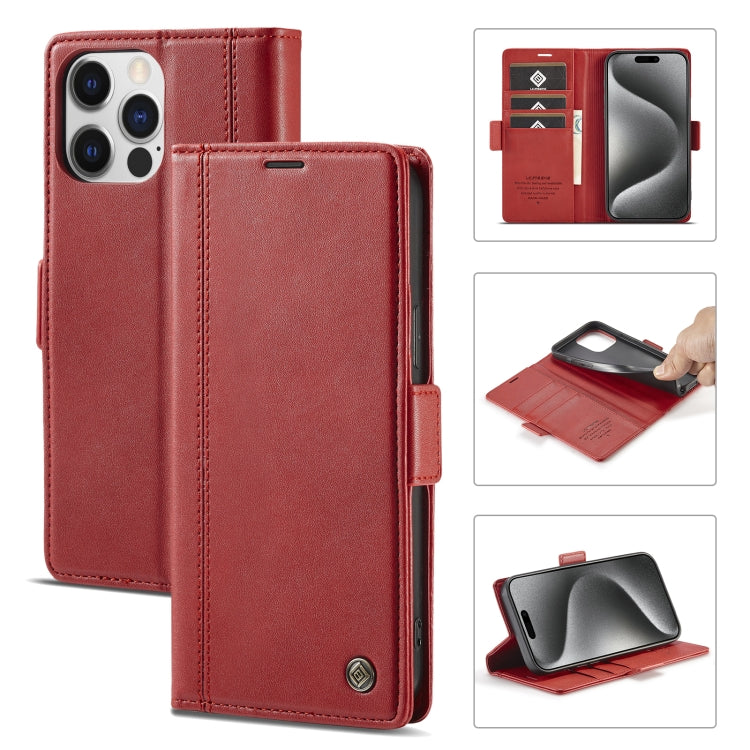 For iPhone 16 Pro LC.IMEEKE Skin-friendly Card Slots Leather Phone Case(Red) - iPhone 16 Pro Cases by LC.IMEEKE | Online Shopping UK | buy2fix