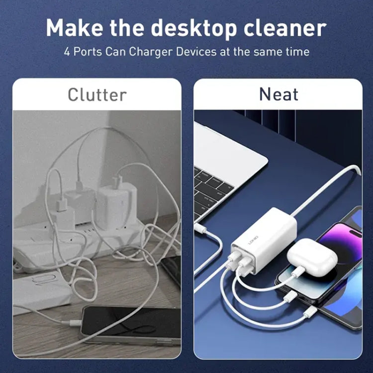 LDNIO A4610C PD65W Dual USB-C / Type-C + Dual USB Fast Charger, Cable Length: 1.5m, Plug Type:UK Plug(White) - USB Charger by LDNIO | Online Shopping UK | buy2fix