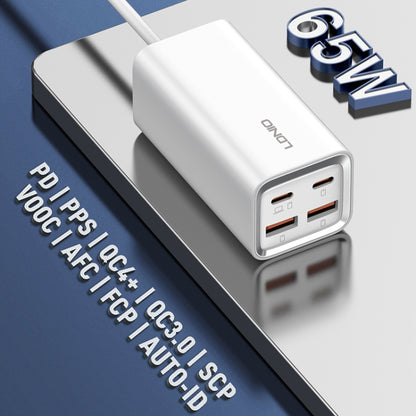 LDNIO A4610C PD65W Dual USB-C / Type-C + Dual USB Fast Charger, Cable Length: 1.5m, Plug Type:US Plug(White) - USB Charger by LDNIO | Online Shopping UK | buy2fix